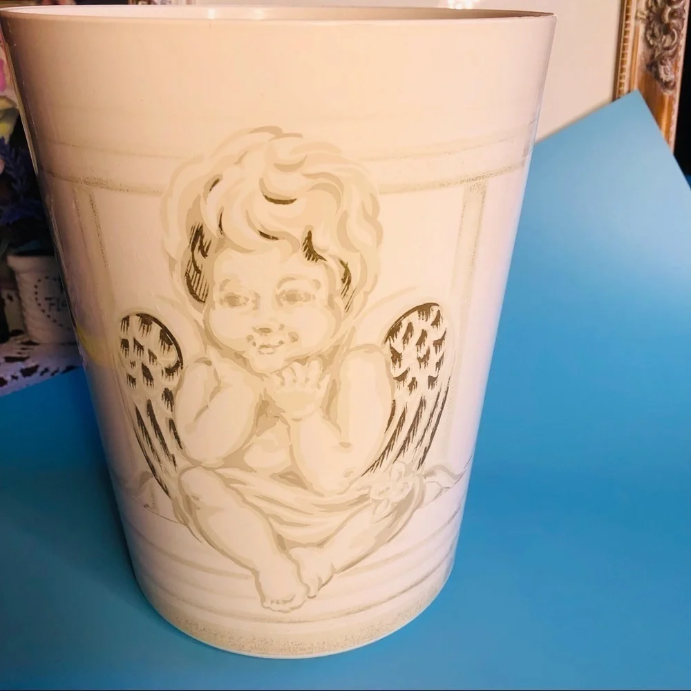 Vintage cherubs waste basket